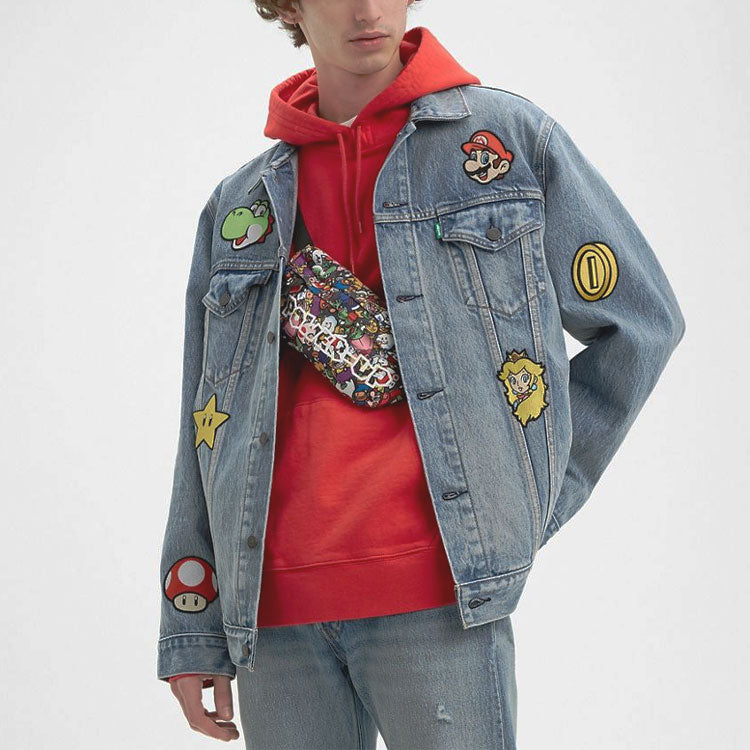 Levis x Super Mario Cartoon Denim Jacket For Men Blue 77380-0016