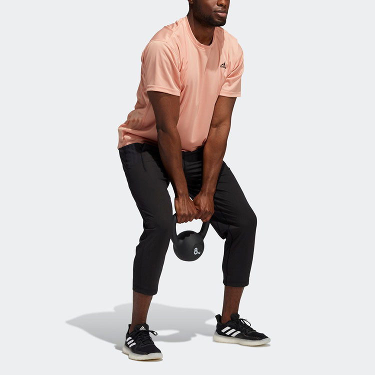 adidas Mens Yoga Tee Sports Round Neck Short Sleeve Red Pink GS2686