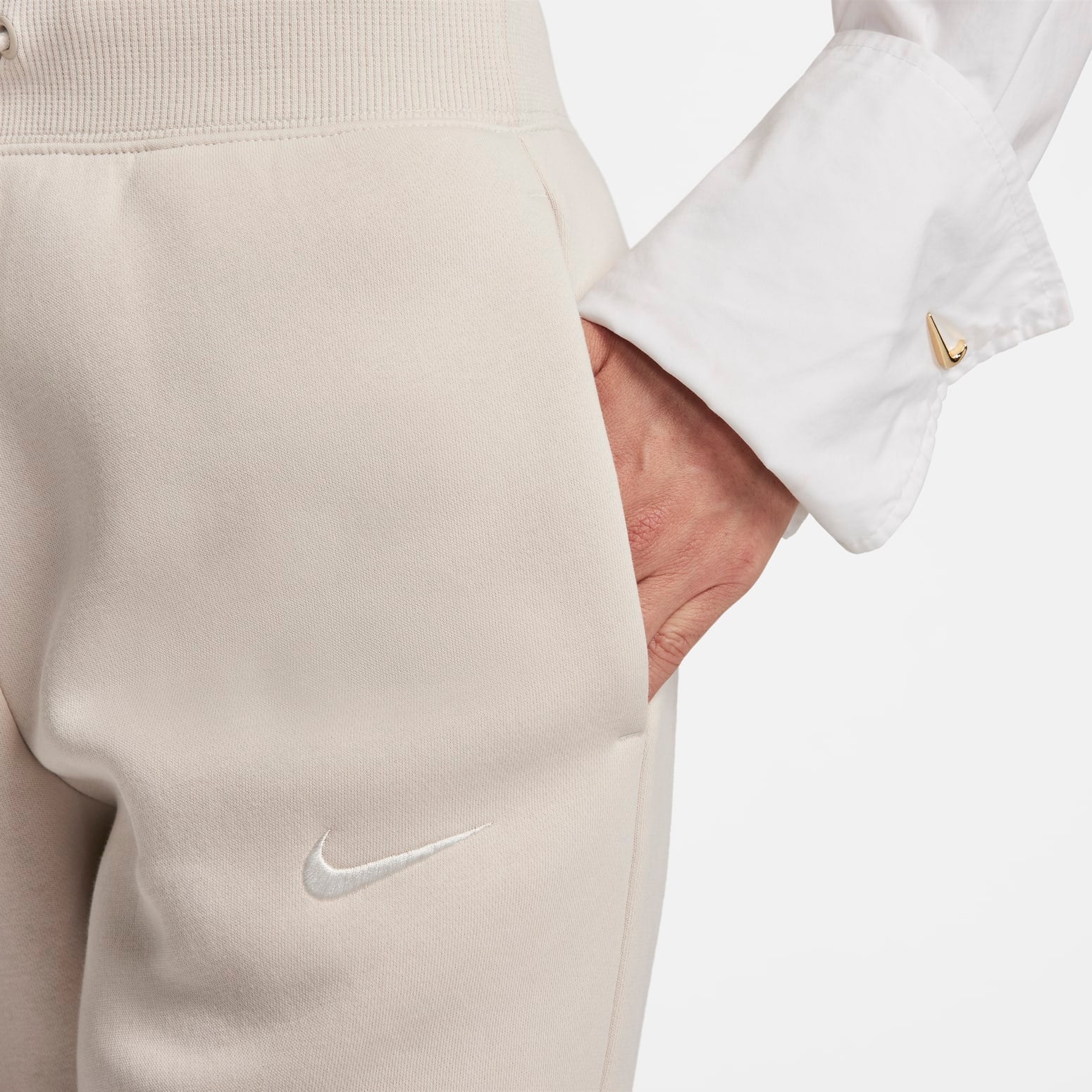 (WMNS) Nike High-Waisted Cropped Tracksuit Bottoms 'Beige' FB8417-104