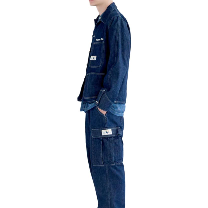 HUMAN MADE Denim Short Coverall Jacket 'Blue' HM26JK007