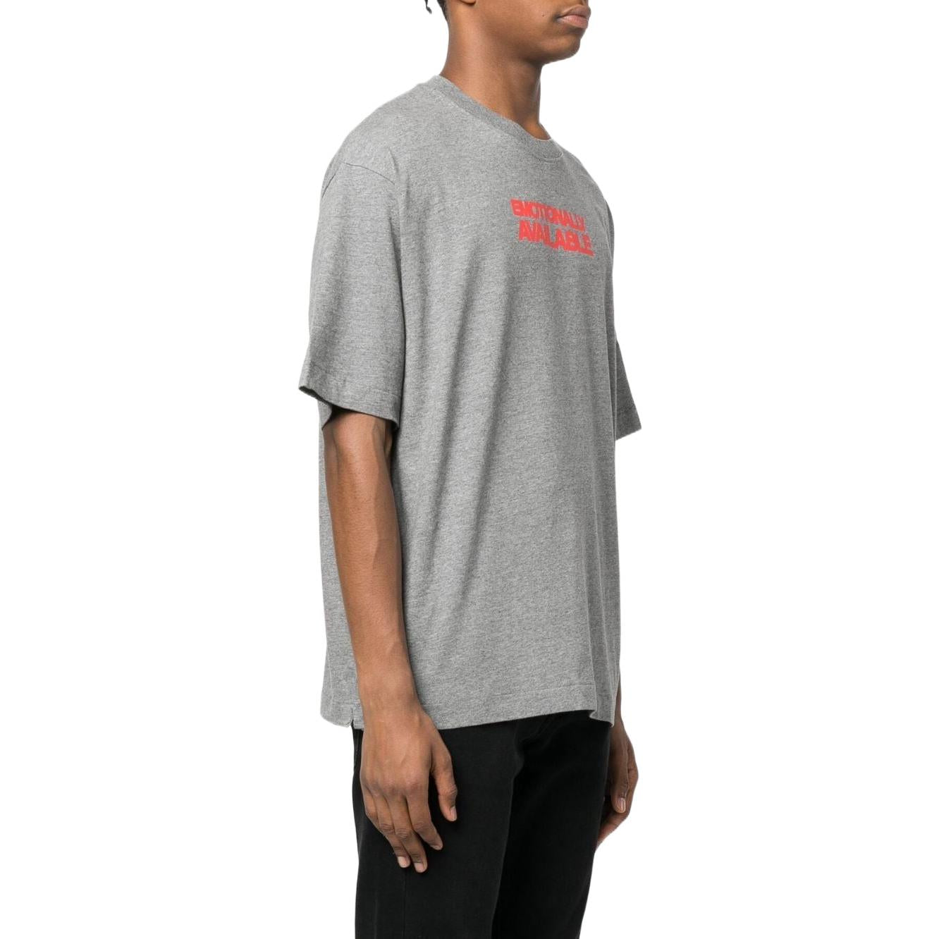 Men's Off-White FW22 Slogan Printing Round Neck Short Sleeve Ordinary Version Gray T-Shirt OMAA120F22JER0060825