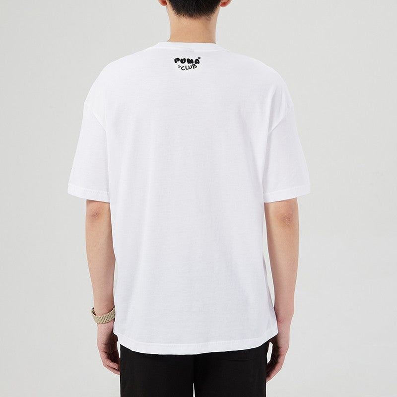 Men's PUMA Funny Printing Sports Round Neck Short Sleeve White 533104-02