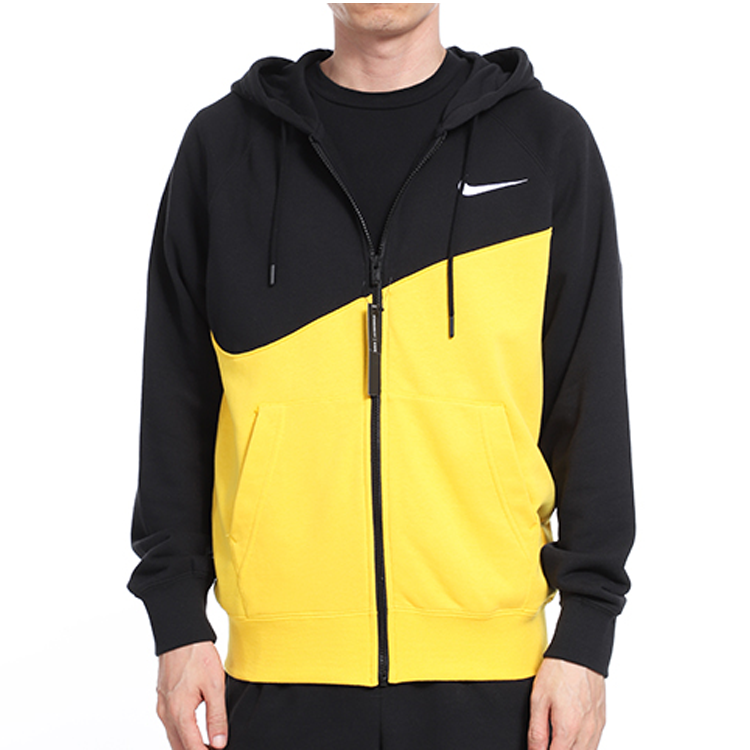 Nike Colorblock Knit Hooded Jacket Black Yellow Blackyellow CT3425-780