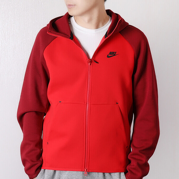 Nike Splicing hooded Colorblock Casual Jacket Red 928484-657