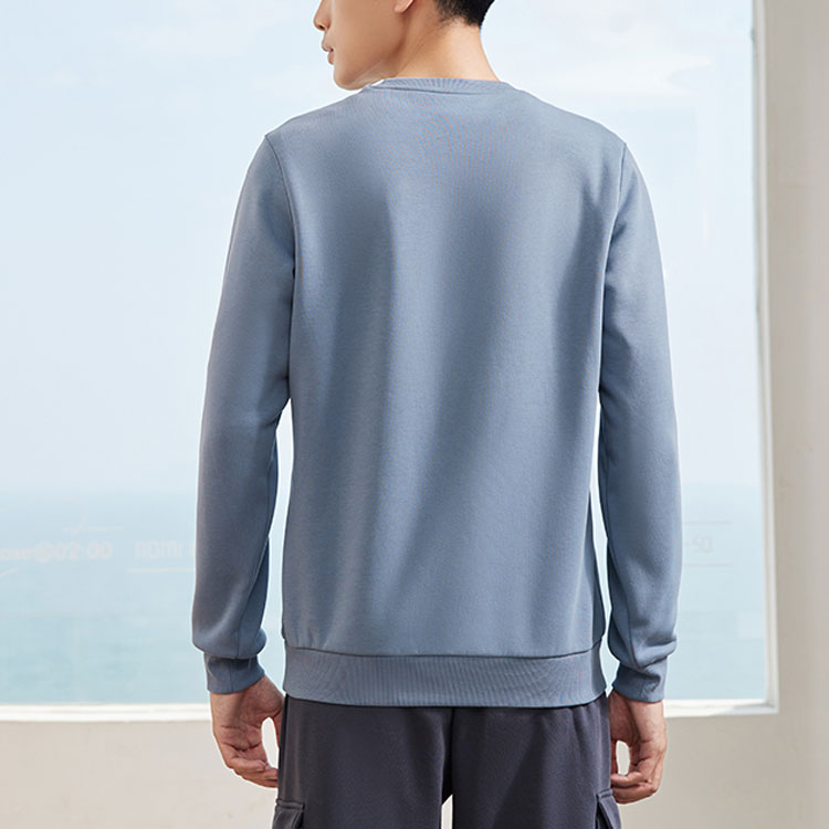 Li-Ning Training Series Solid Color Fleece Lined Stay Warm Round Neck Pullover Blue AWDRF59-2