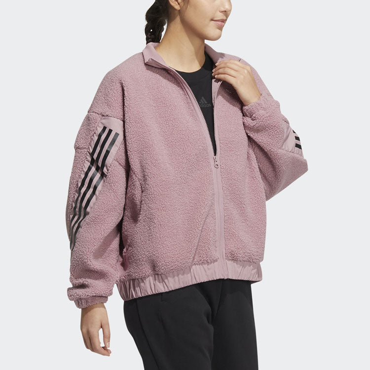 (WMNS) adidas Contrasting Colors Stripe Splicing Sports Jacket Purple Pink HM7457