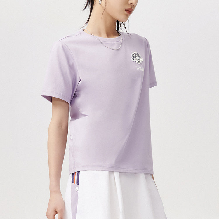 FILA FUSION Pattern Round Neck Sports Short Sleeve Purple T11W128103A-VT
