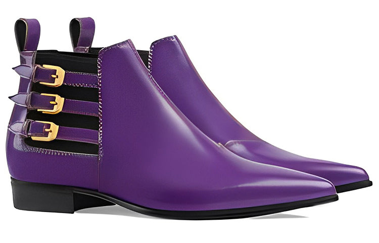 (WMNS) Gucci Leather Chelsea Boots 'Shine Purple' 603672-DS8I0-5260