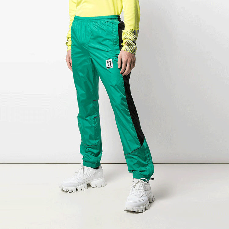 Men's Off-White SS21 Side Stripe Athleisure Casual Sports Pants Slim Fit Green OMCA123S20A230204400