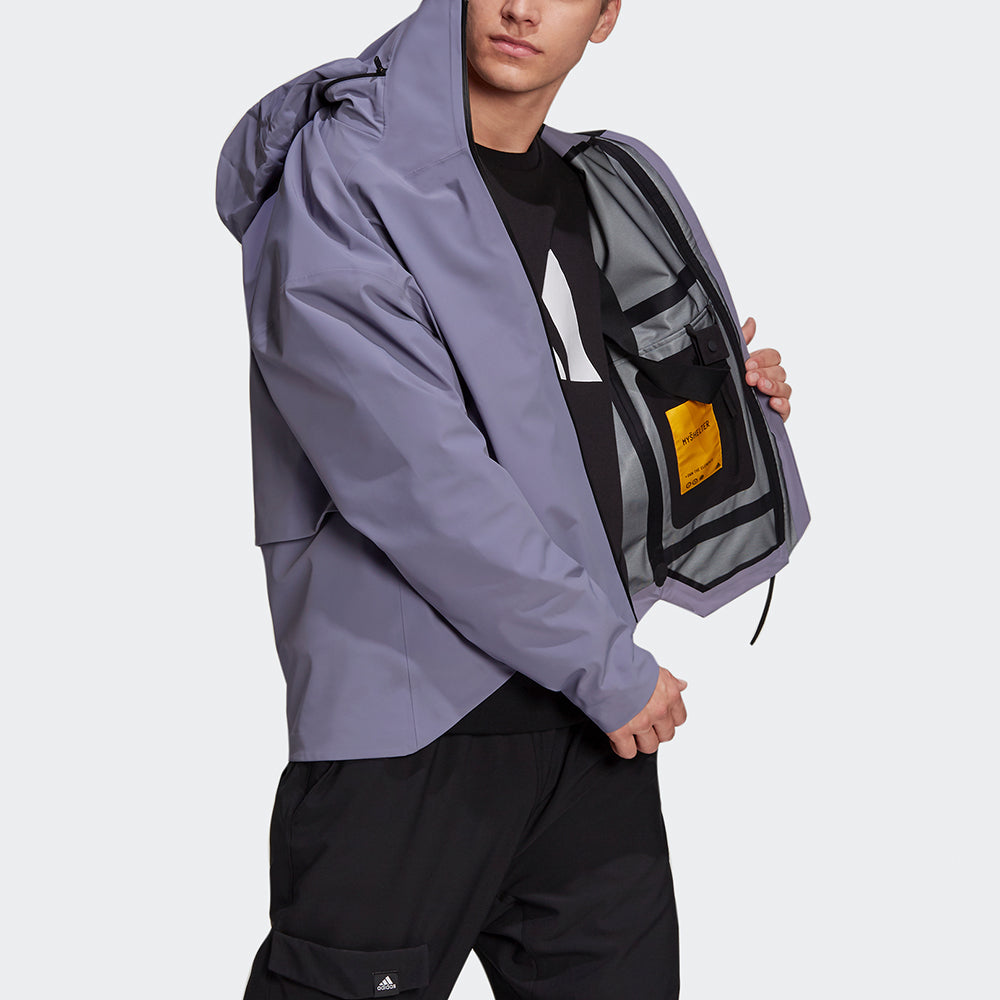 Men's adidas Myshelter Jkt Outdoor Sports Loose Rainproof Hooded Logo Jacket Autumn Purple GT6576