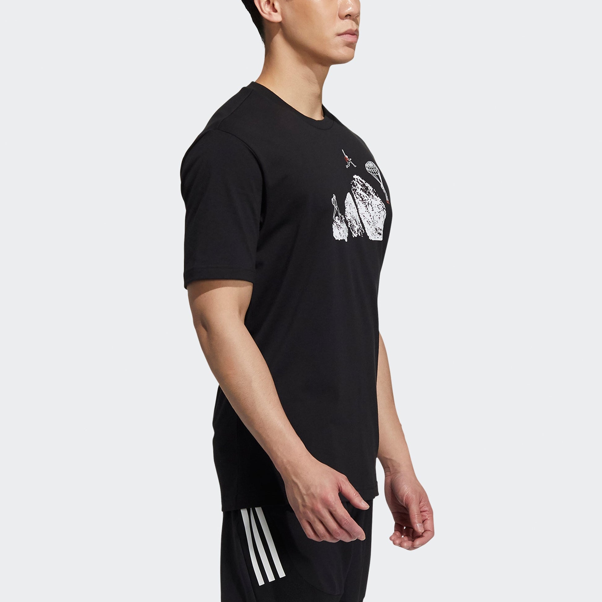 adidas Jump Gfx Ss Outdoor Jumping Logo Graphic Tee Men's Black H20795