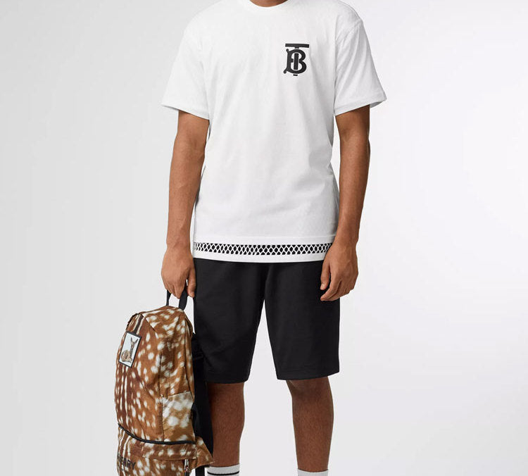Men's Burberry Logo Printing Round Neck Short Sleeve White 80174851