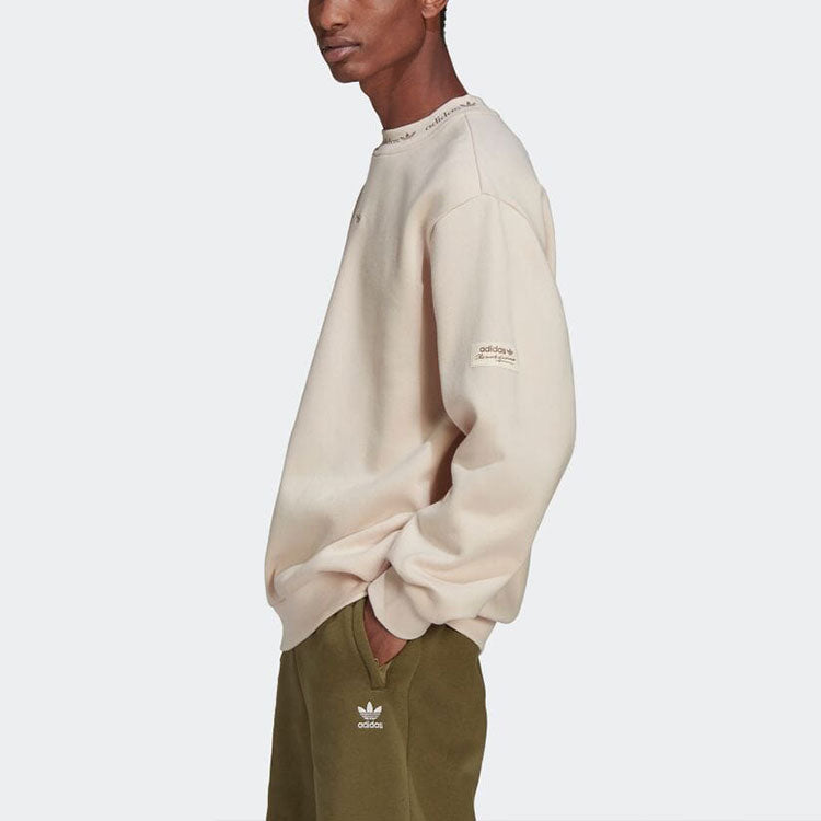 Men's adidas originals Printing Round Neck Loose Long Sleeves Creamy White HM2666