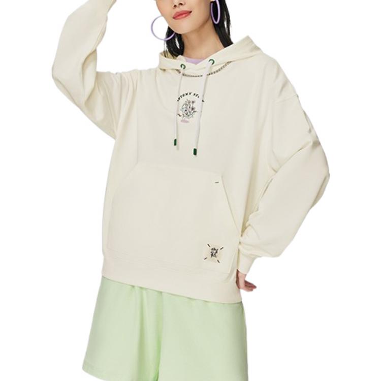 (WMNS) Li-Ning Floral Graphic Hoodie 'Beige' AWDS920-1