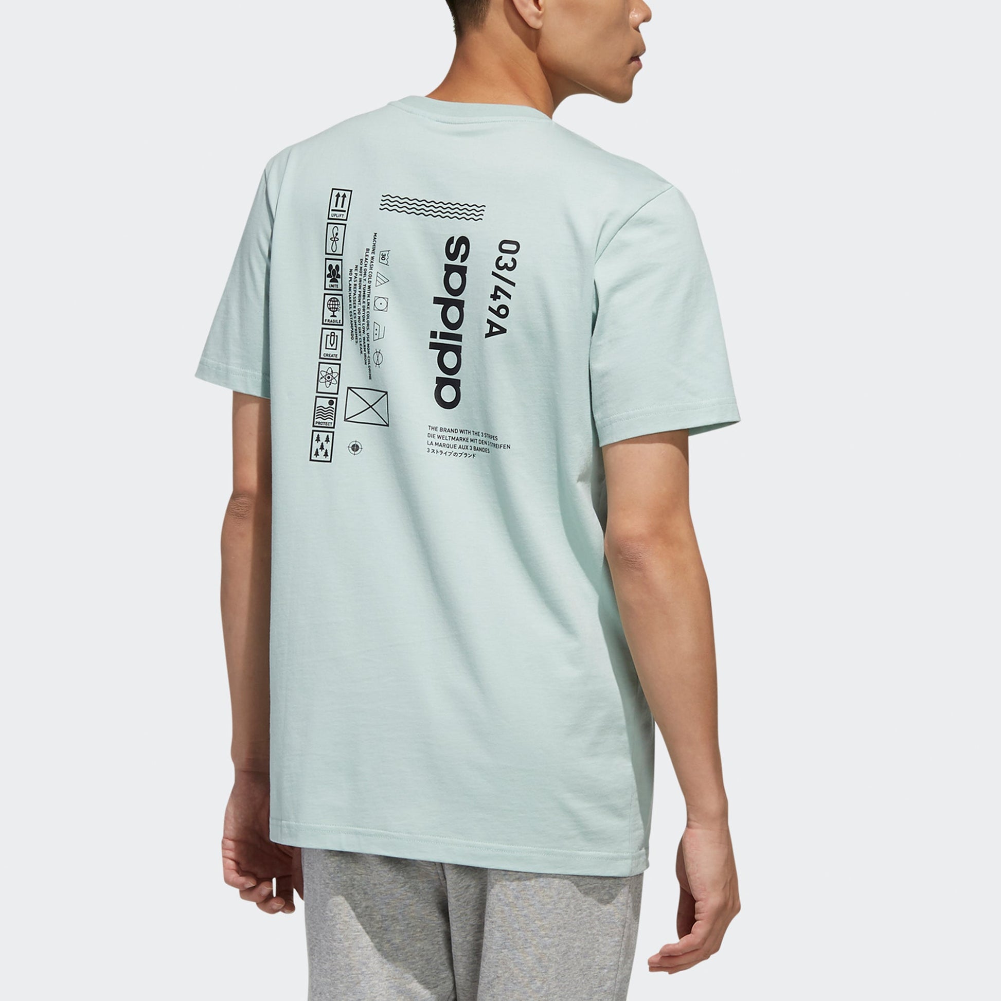 adidas M Symb T Printing Sports Round Neck Short Sleeve Green FM6085