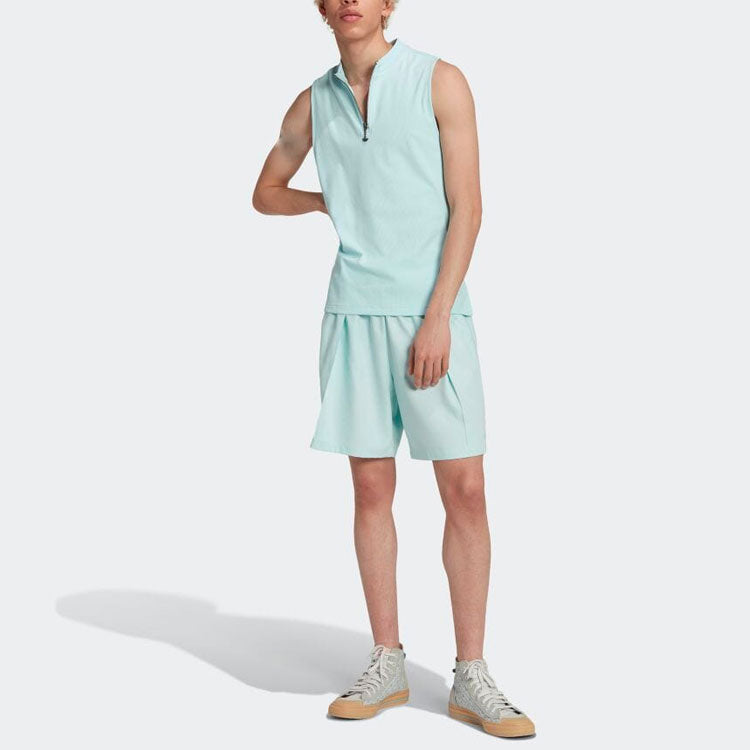 adidas Solid Color Cardigan Stand Collar Slim Fit Sports Blue Vest HN3666