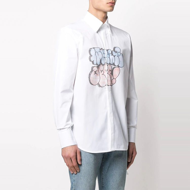 Off-White SS21 Pattern Printing Long Sleeves Shirt White OMGA152R21FAB0020141