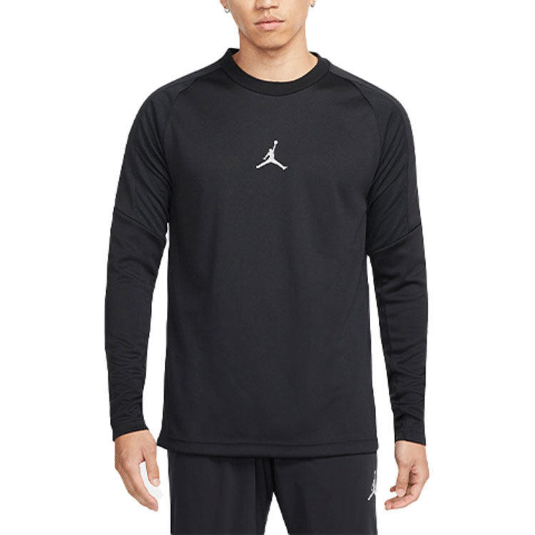 Air Jordan DRI-FIT Logo Printing Round Neck Sports Pullover Long Sleeves Black DC9740-010