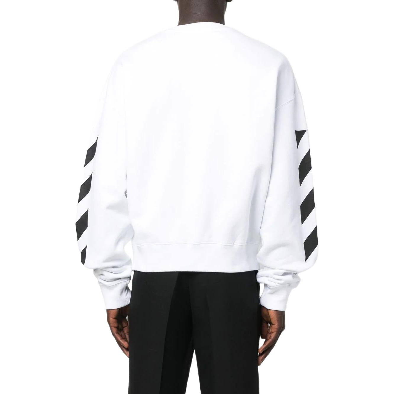 Men's Off-White FW22 Side Stripe Alphabet Printing Straight Round Neck Long Sleeves Autumn White OMBA058C99FLE0010110