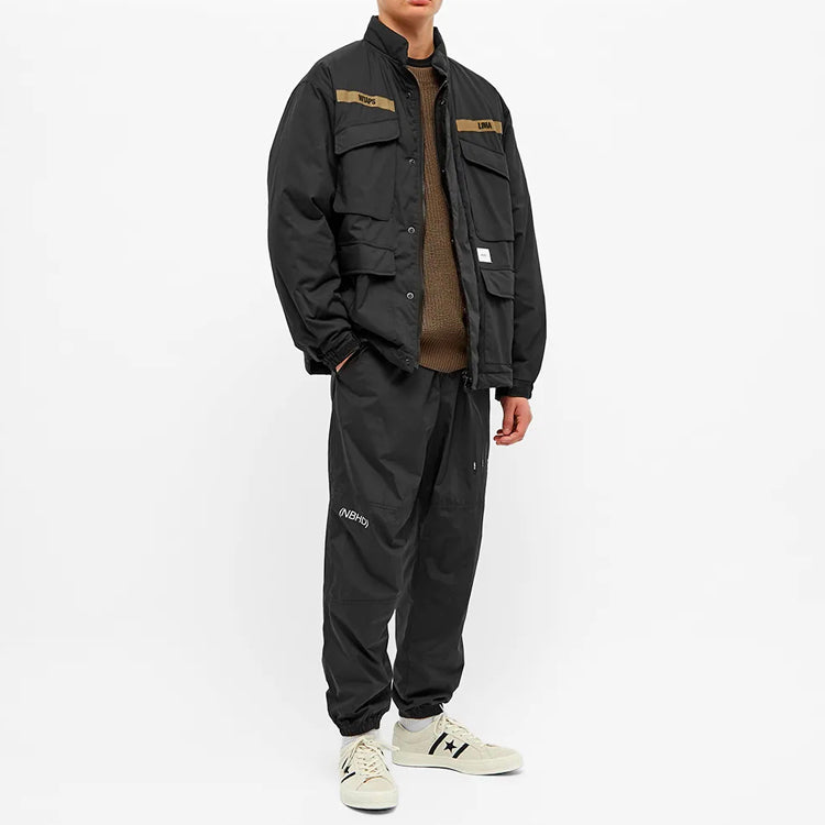 Men's WTAPS Multiple Pockets Stand Collar Cargo Jacket Black 192WVDT-JKM04-BK