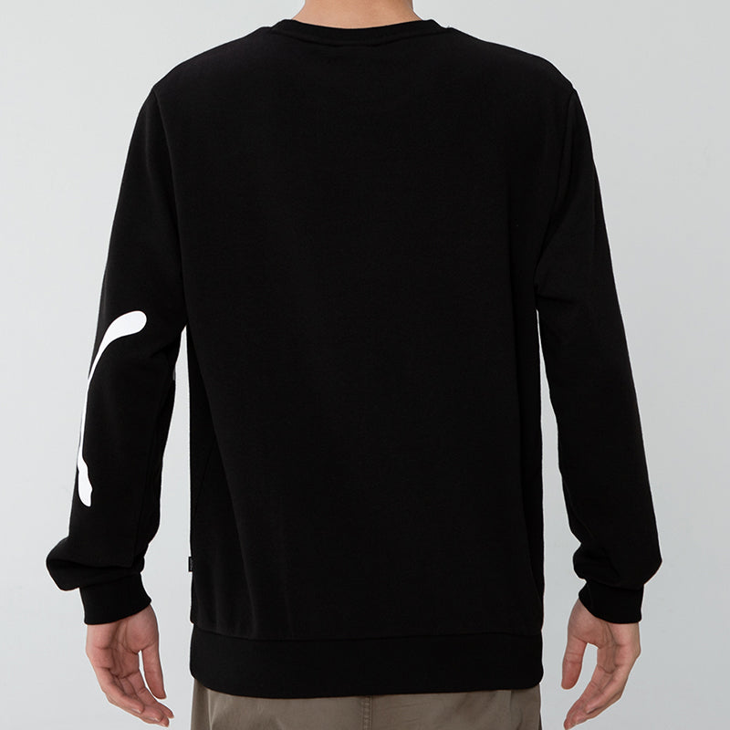 PUMA Basic Logo Crew Logo Printing Sports Round Neck Pullover Black 534623-01