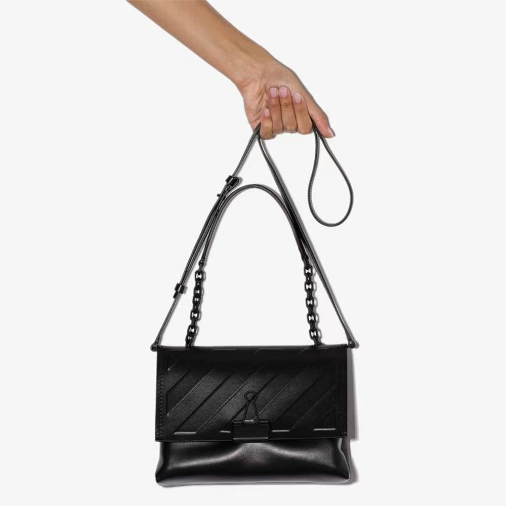 (WMNS) Off-White Diag Binder Clip shoulder bag Black OWNA120E20LEA0091000