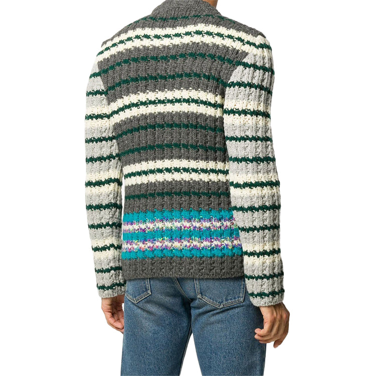 Men's Off-White Pattern Loose Knit Gray OMHE044E20KNI0010645