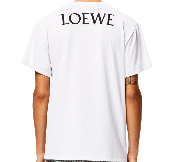 Men's LOEWE Chest Smiling Face Printing Pure Cotton Short Sleeve White H616341X87-2100