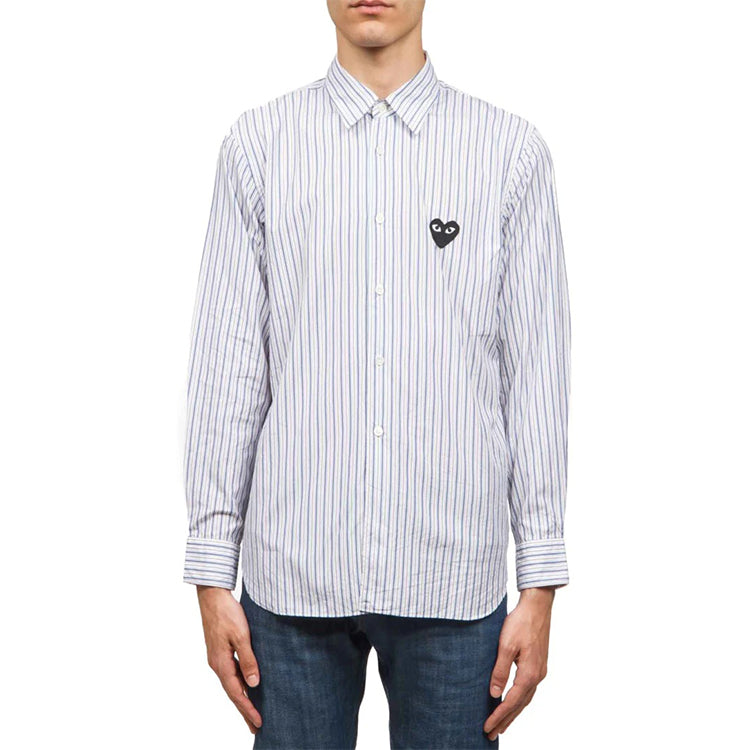 COMME des GARCONS PLAY Striped Shirt Black Emblem 'Blue' AZ-B006-051-1