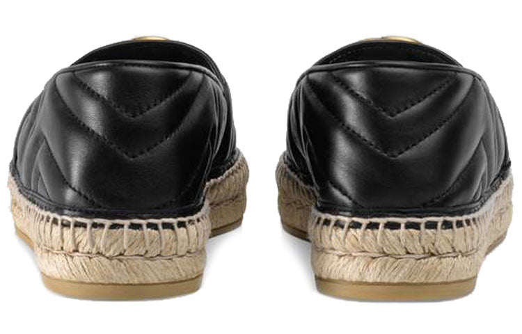 (WMNS) Gucci Double G Espadrille 'Black Leather' 551890-BKO00-1000
