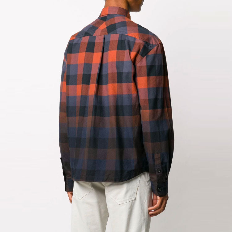 Men's KENZO Plaid Shoulder Drop Long Sleeves Shirt Red FA65CH5001LJ-88