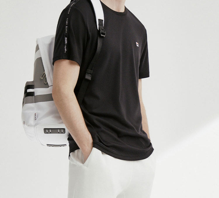 FILA Solid Color Minimalistic Logo Embroidered Short Sleeve Black F11M028136F-BK