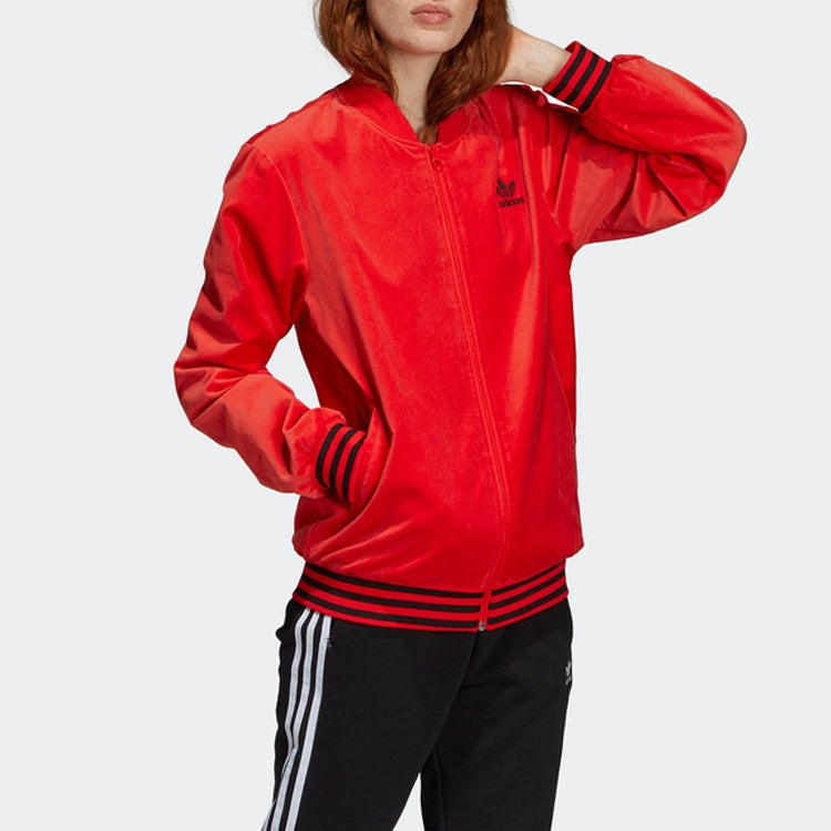 (WMNS) adidas originals Casual Sports Zipper Jacket Red FH8560