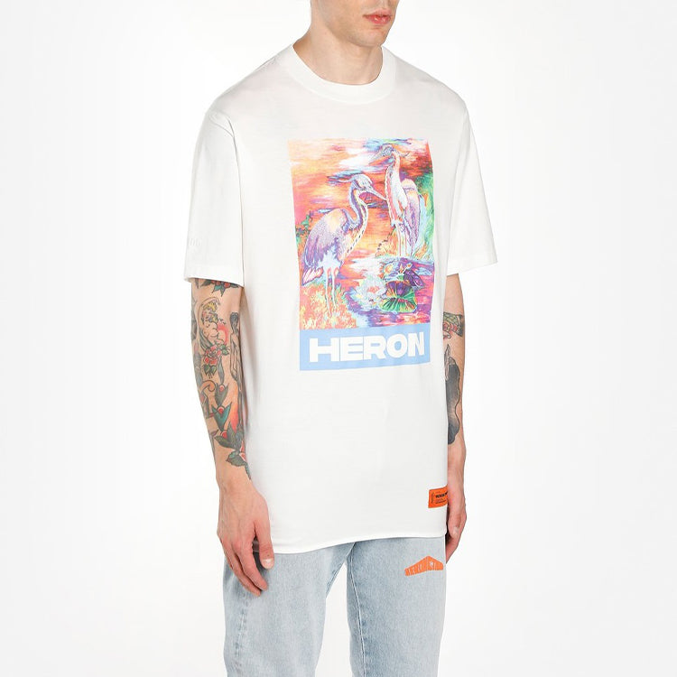 HERON PRESTON SS20 Painting Logo Printing Short Sleeve Unisex White HMAA013S209140210188