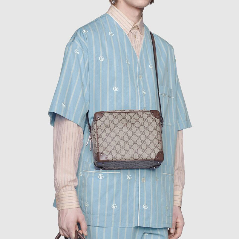 Gucci GG Striped Cotton Oversized Shape Shirt For Men Blue 618919-ZAEQH-4234