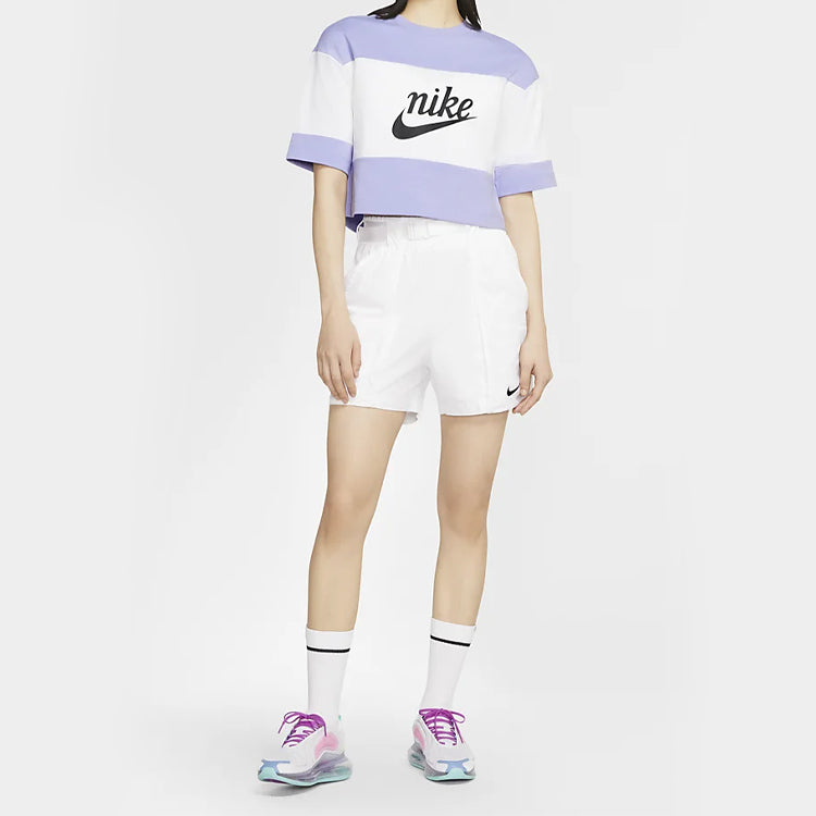 (WMNS) Nike Colorblock Version Round Neck Short Sleeve Tops 'Light purple' CK1302-100