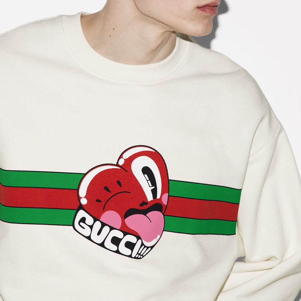 Gucci Cotton Jersey Sweatshirt With Gucci Print 'Off White' 768530-XJGI6-9095