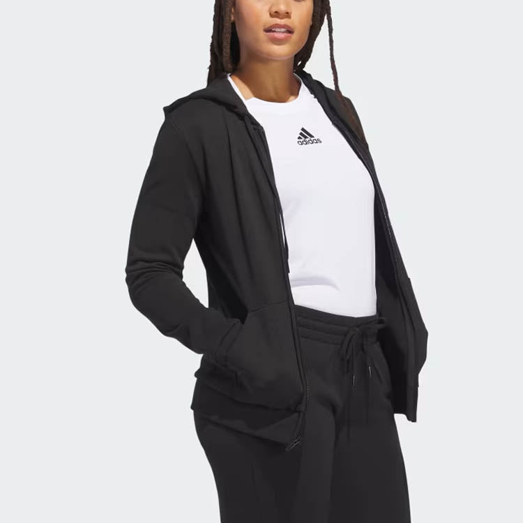 (WMNS) adidas Logo Hooded Jacket 'Black Gold' H07761