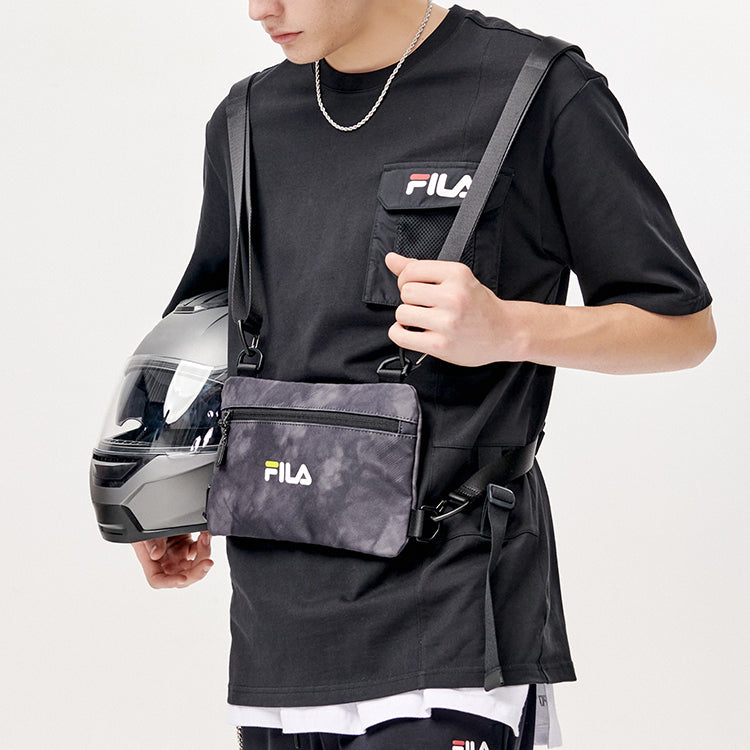 Men's FILA FUSION Round Neck Short Sleeve Dark Black T-Shirt T11M123106A-BK