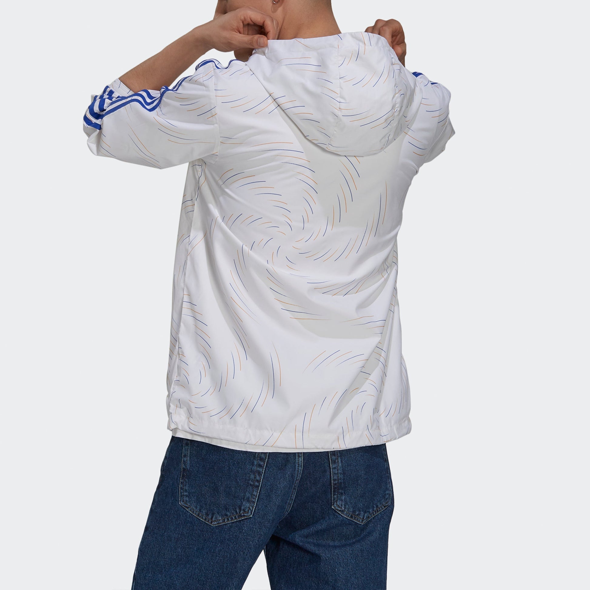 Men's adidas Real Windbreakr Real Madrid Soccer/Football Training Sports Hooded Logo Jacket Autumn White GR4274