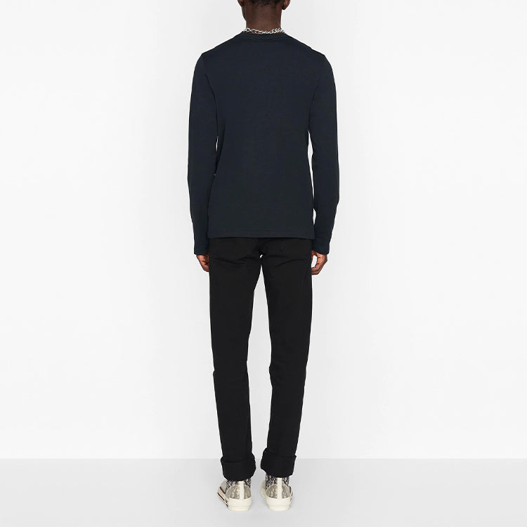 DIOR Letter Print Round Neck Long Sleeve For Men Navy 043J611A0589-C589