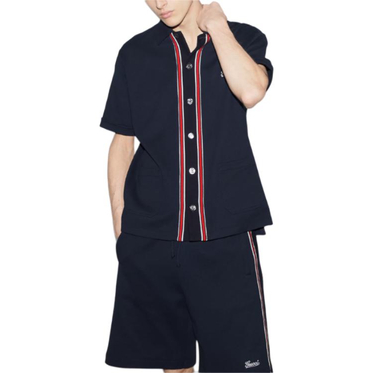 Gucci Cotton Jersey Polo Shirt 'Navy blue' 742380-XJGKU-4215