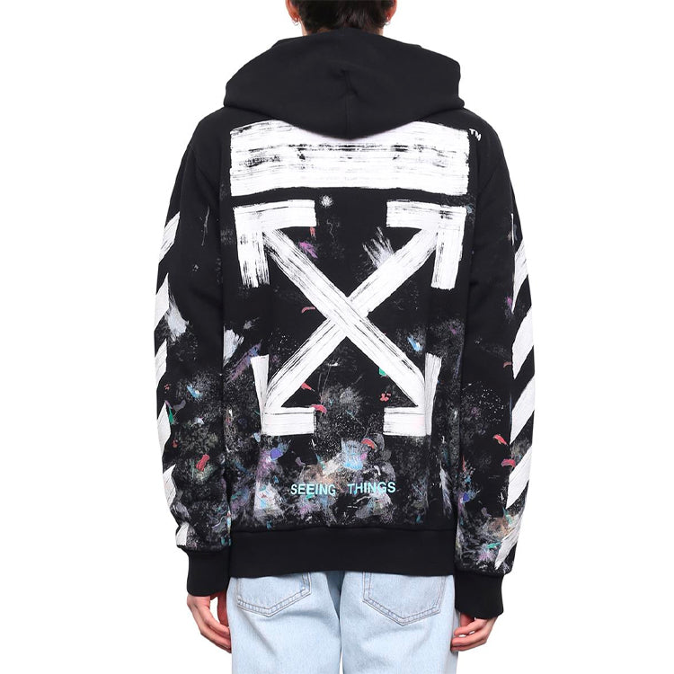 Off-White Graffiti Arrow Printing Zipper hooded Long Sleeves Ordinary Version Black OMBB003G20JER0019901