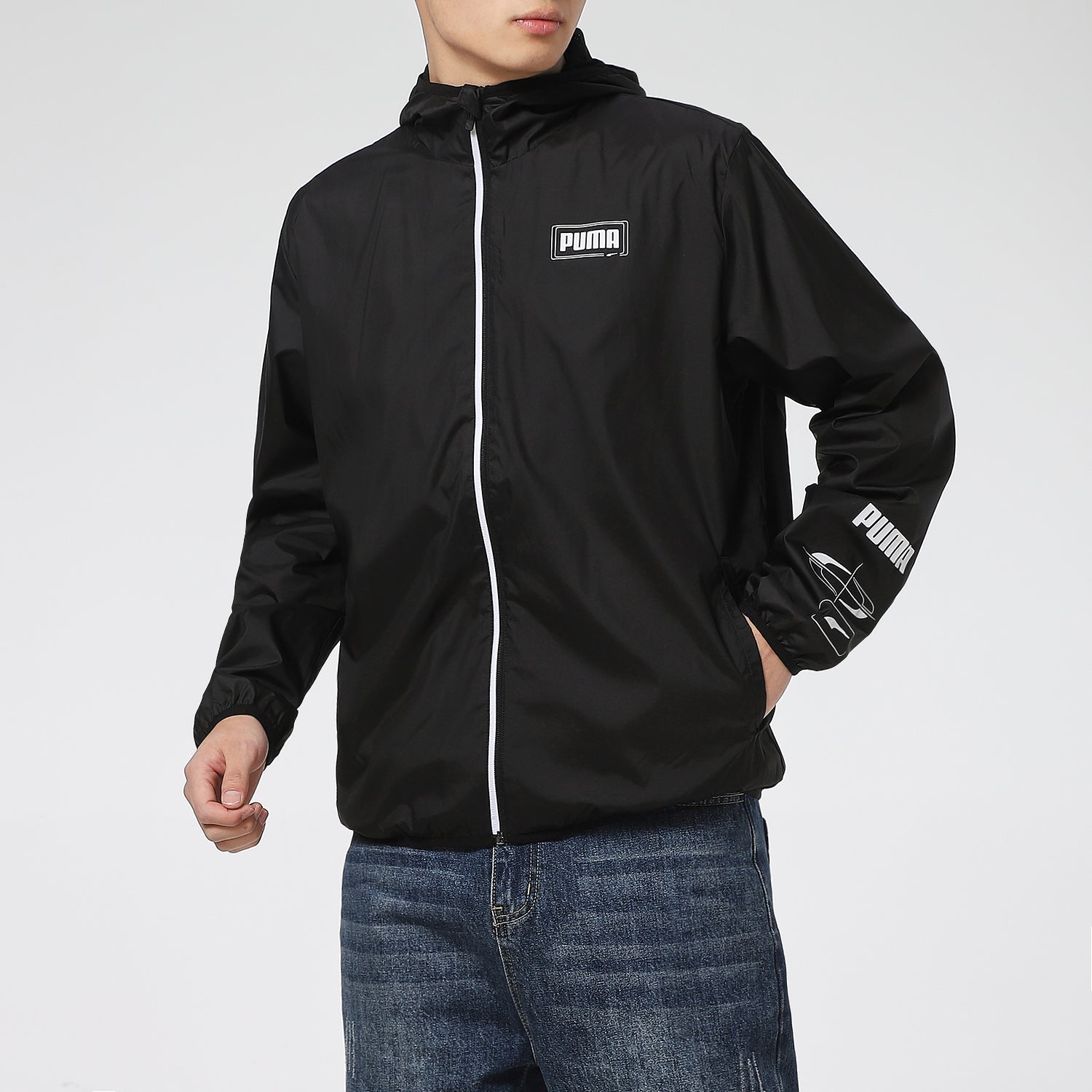PUMA Essentials Rebel Windbreaker Jacket 'Black White' 588784-01