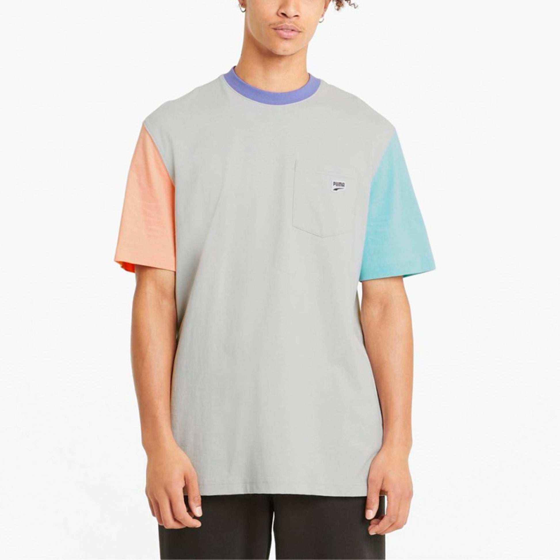 PUMA Downtown Pocket T-Shirt 'Grey Pink Blue' 531432-09