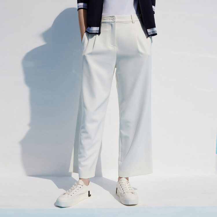 (WMNS) FILA Straight Slim Fit Casual Business Pants White F11W122802F-WT