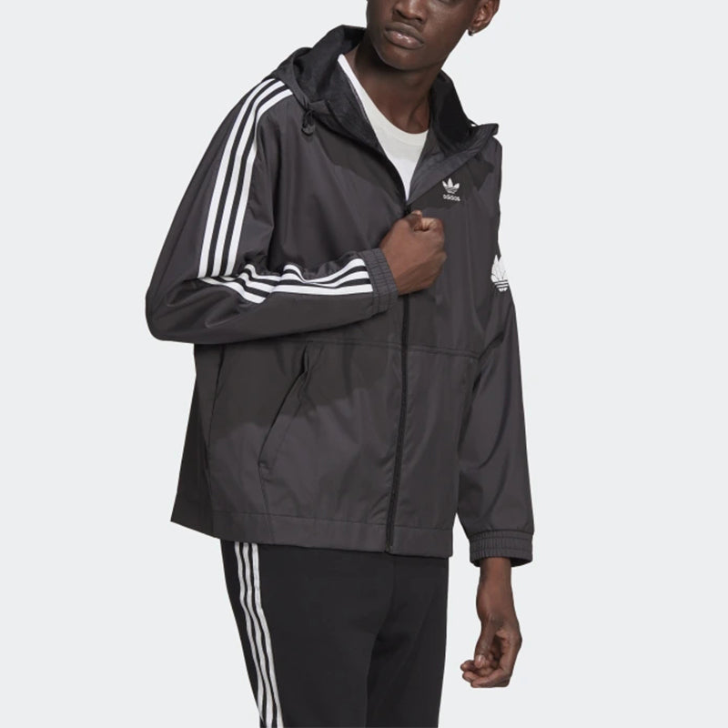 adidas 3d Windbrkr Sports Training Embroidered Logo Woven Hooded Jacket Black GN3551