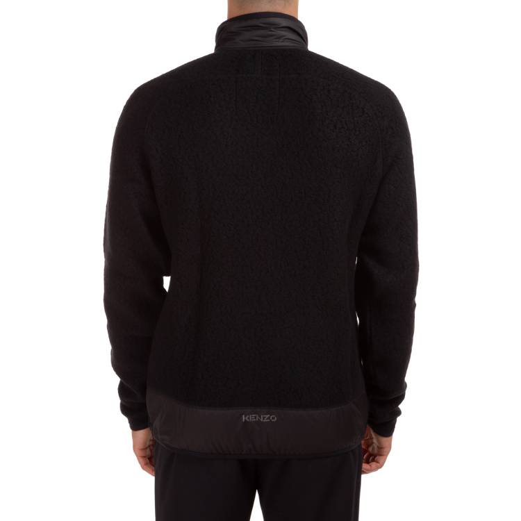 Men's KENZO Logo Embroidered Zipper Stand Collar Black FA65BL7604ML-99