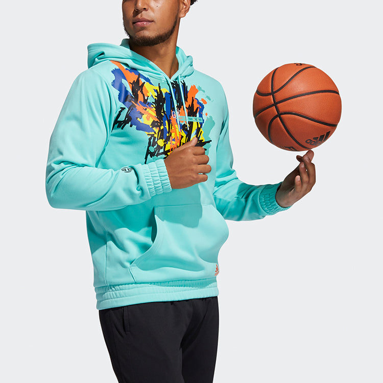 adidas Hdn Lnch Bb H hooded Loose Printing Basketball Casual Sports Pullover Green H13714