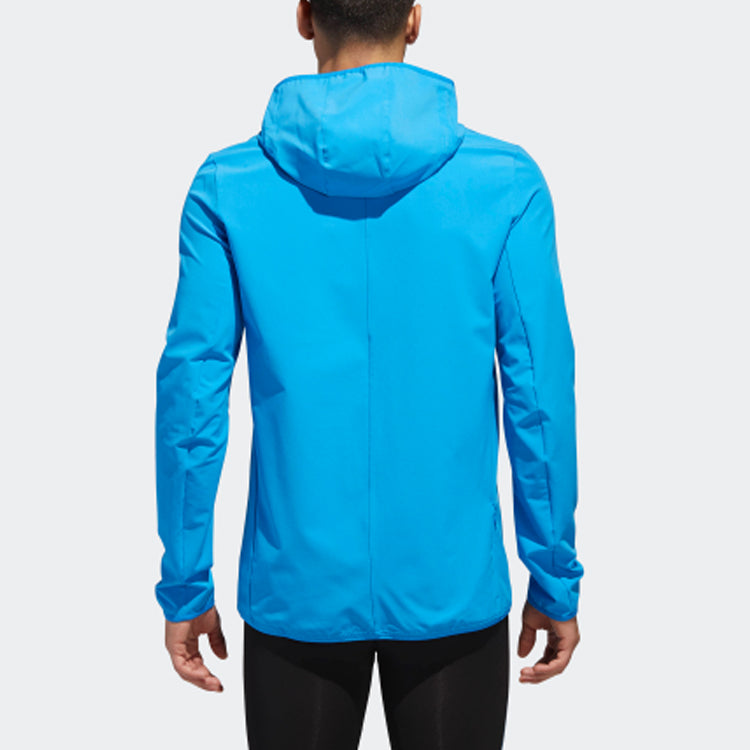 Men's adidas Alphabet Stripe Running Sports Hooded Jacket Bright Blue CY5775